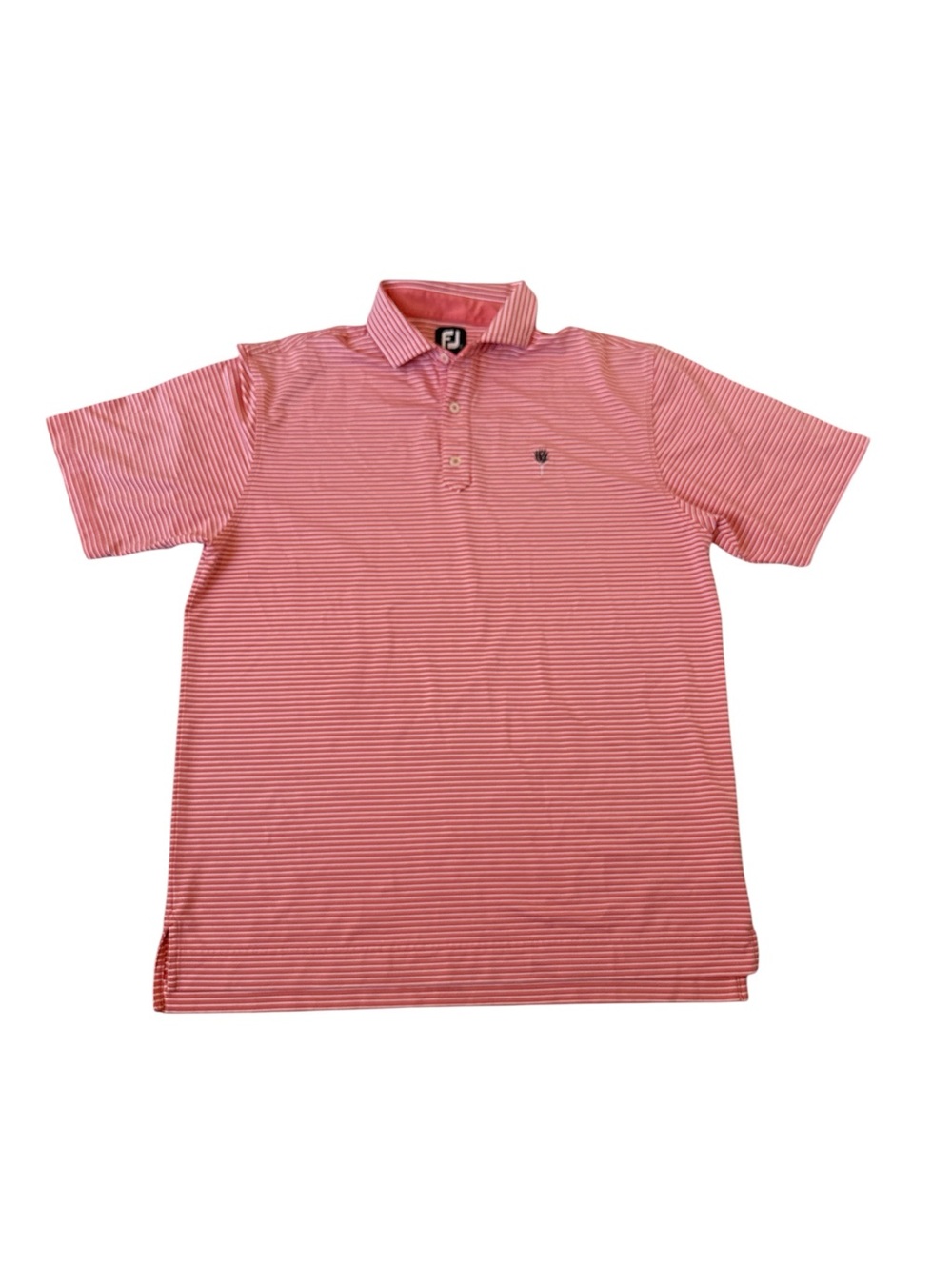 Footjoy Men’s‎ Size Large Golf Shirt Polo Orange And White Striped Logo EUC